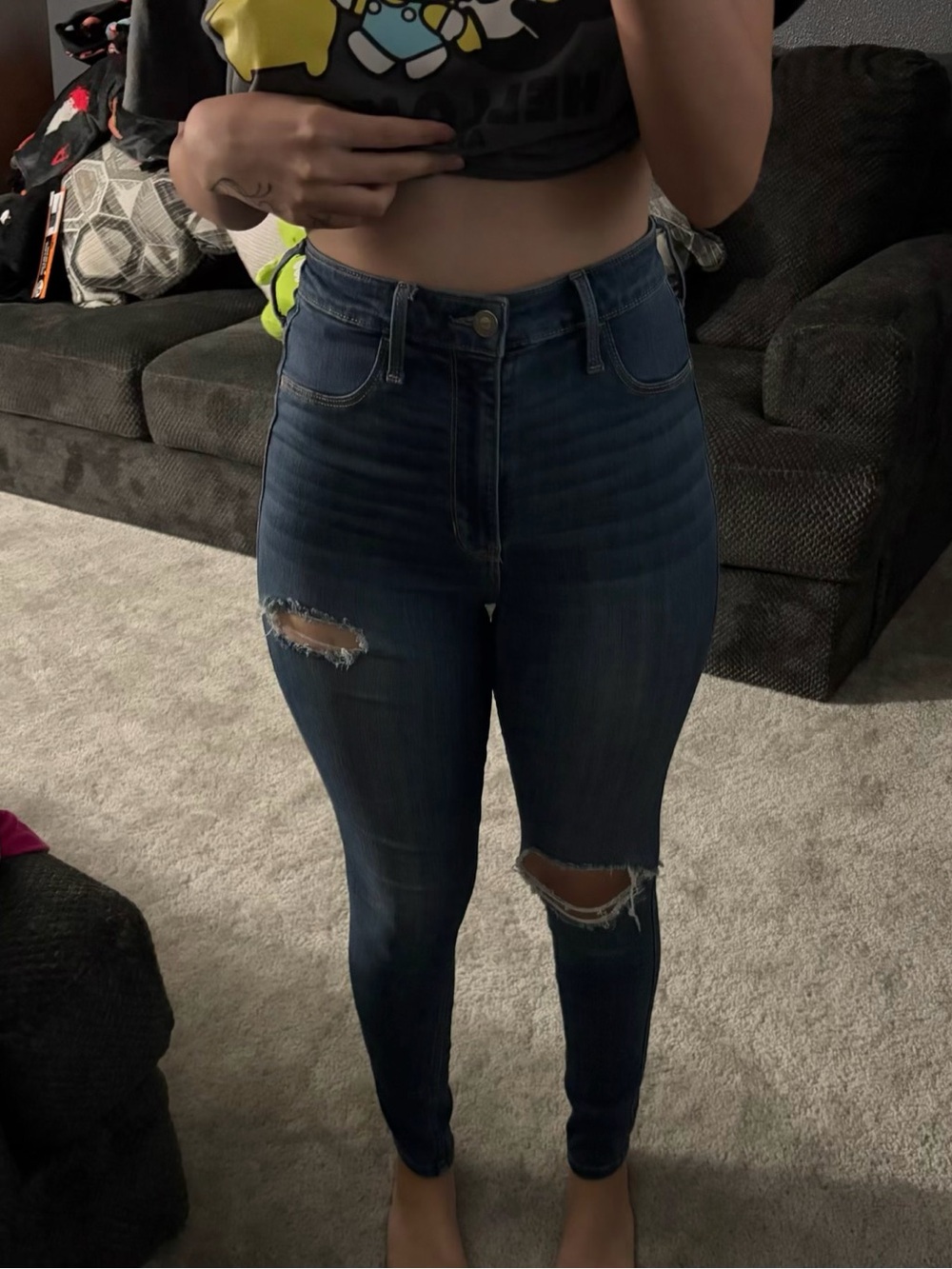 Hollister Medium Blue Skinny Jeans with Light Distress